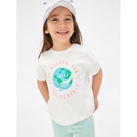 Koton 3SMG10175AK Ekru Kız Bebek T-shirt
