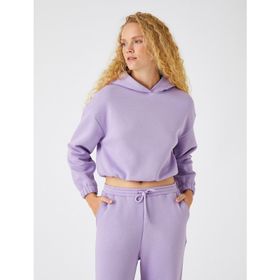 Koton 3WAK10236EK353 Lila Kadın Crop Sweatshirt