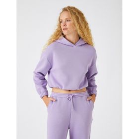 Koton 3WAK10236EK353 Lila Kadın Crop Sweatshirt