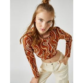 Koton 3WAL10215IK Uzun Kollu Tişört Crop Pencere Detaylı Erkek T-shirt