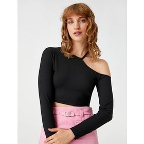 Koton 3WAL10215IK Uzun Kollu Tişört Crop Pencere Detaylı Erkek T-shirt