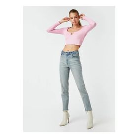 Koton 3WAL40035MD Normal Bel Dar Paça Skinny Fit Indigo Kadın Denim Pantolon