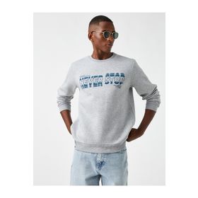 Koton 3WAM70058MK Bisiklet Yaka Baskılı Erkek Sweatshirt