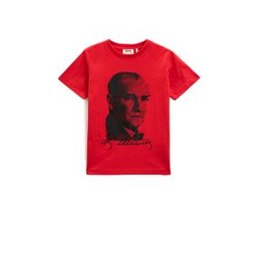 Koton 411 Erkek Çocuk Kırmızı Atatürk Baskılı T-shirt