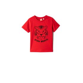 Koton 420 Erkek Bebek Kırmızı Kaplan Baskılı Kısa Kollu Bisiklet Yaka T-shirt