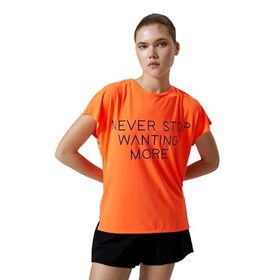Koton 4SAK10028NK NY3 Neon Turuncu Baskılı Kadın Spor T-shirt