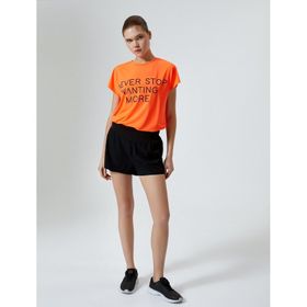 Koton 4SAK10028NK NY3 Neon Turuncu Baskılı Kadın Spor T-shirt