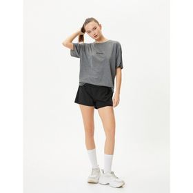 Koton 4SAK10043NK Antrasit Melanj Kadın T-shirt