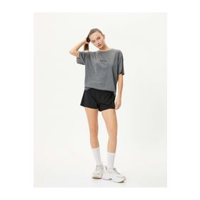 Koton 4SAK10043NK Antrasit Melanj Kadın T-shirt