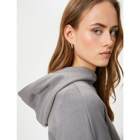 Koton 4SAK10236EK Gri Basic Kapüşonlu Kadın Sweatshirt