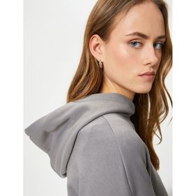 Koton 4SAK10236EK Gri Basic Kapüşonlu Kadın Sweatshirt