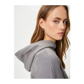 Koton 4SAK10236EK Gri Basic Kapüşonlu Kadın Sweatshirt