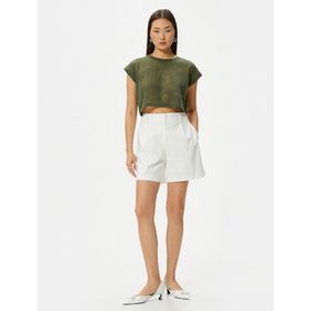 Koton 4SAK50020EK Haki Crop Slim Fit Kadın T-shirt