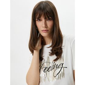 Koton 4SAK50074EK Beyaz Baskılı Kadın T-shirt