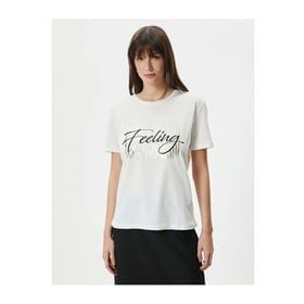 Koton 4SAK50074EK Beyaz Baskılı Kadın T-shirt