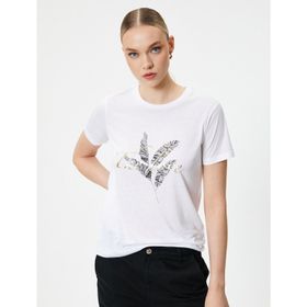 Koton 4SAK50400EK Beyaz Baskılı Kadın T-shirt