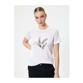 Koton 4SAK50400EK Beyaz Baskılı Kadın T-shirt
