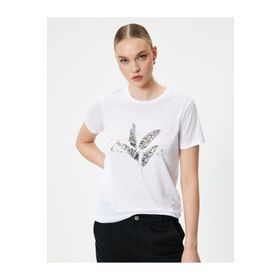 Koton 4SAK50400EK Beyaz Baskılı Kadın T-shirt