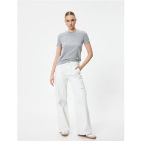 Koton 4SAK50428EK 031 Gri Baskılı Kadın T-shirt