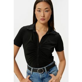 Koton 4SAK60002EK 000 Beyaz Elastan Jersey Uzun Kollu Kadın Gömlek