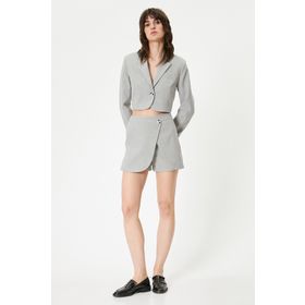 Koton 4SAK70079UW Gri Melanj Kadın Dokuma Etek