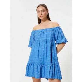 Koton 4SAK80383EK 637 Mavi Jersey Kadın Elbise