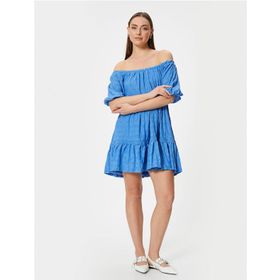 Koton 4SAK80383EK 637 Mavi Jersey Kadın Elbise