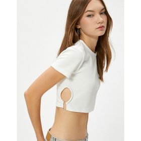 Koton 4SAL10023IK Ekru Kadın T-shirt
