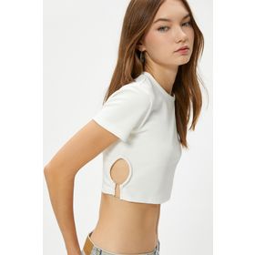 Koton 4SAL10023IK Ekru Kadın T-shirt