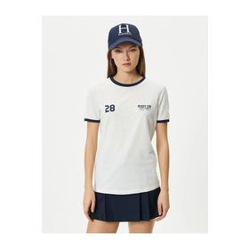 Koton 4SAL10024IK Ekru Baskılı Kolej Kadın T-shirt
