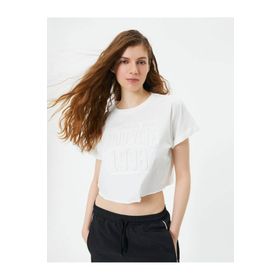 Koton 4SAL10032IK Ekru Kadın T-shirt