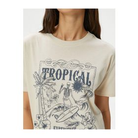 Koton 4SAL10052IK 050 Bej Pamuk Jersey Kısa Kollu Genç Kız T-Shirt