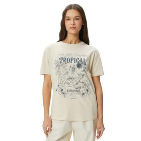 Koton 4SAL10052IK 050 Bej Pamuk Jersey Kısa Kollu Genç Kız T-Shirt