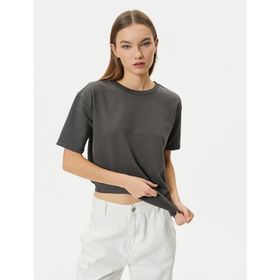 Koton 4SAL10068IK Antrasit Basic Kadın T-shirt