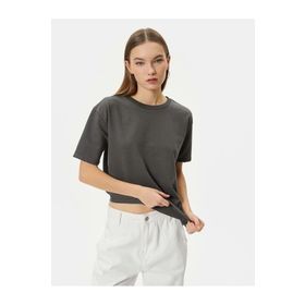 Koton 4SAL10068IK Antrasit Basic Kadın T-shirt