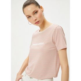 Koton 4SAL10164IK Pembe U Yaka Kadın T-Shirt