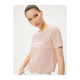Koton 4SAL10164IK Pembe U Yaka Kadın T-Shirt