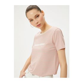Koton 4SAL10164IK Pembe U Yaka Kadın T-Shirt
