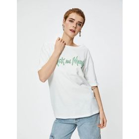 Koton 4SAL10171IK Ekru Kadın T-shirt