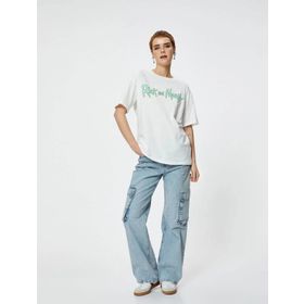 Koton 4SAL10171IK Ekru Kadın T-shirt