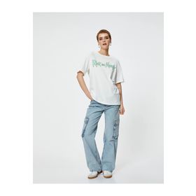 Koton 4SAL10171IK Ekru Kadın T-shirt