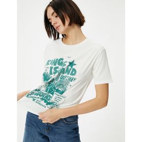 Koton 4SAL10179IK Ekru Kadın T-shirt