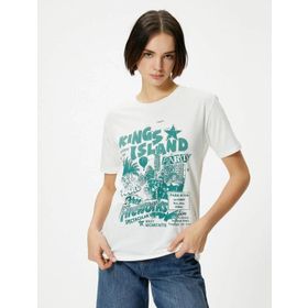Koton 4SAL10179IK Ekru Kadın T-shirt