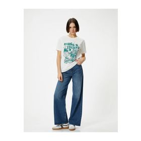 Koton 4SAL10179IK Ekru Kadın T-shirt
