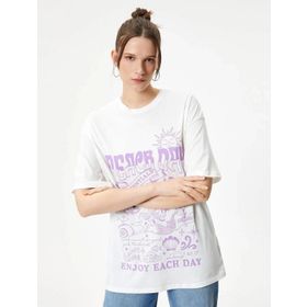 Koton 4SAL10181IK Ekru Kadın T-shirt