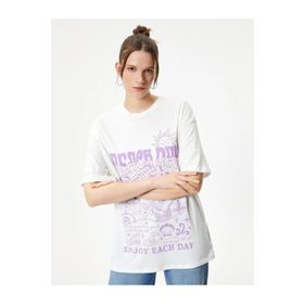 Koton 4SAL10181IK Ekru Kadın T-shirt