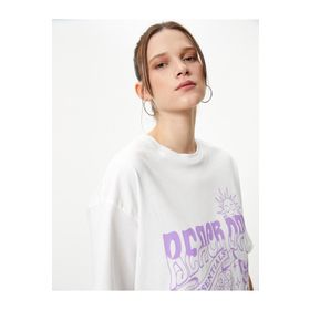 Koton 4SAL10181IK Ekru Kadın T-shirt