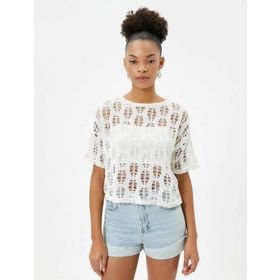 Koton 4SAL10186IK Ekru Kadın T-shirt