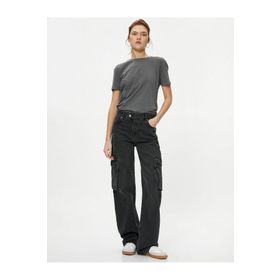 Koton 4SAL10224IK 924 Antrasit Pamuk Jersey Kısa Kollu Basic Genç Kız T-Shirt