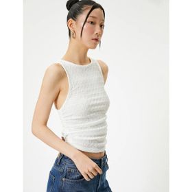 Koton 4SAL30002IK 010 Ekru Jersey Kolsuz Genç Kız T-shirt